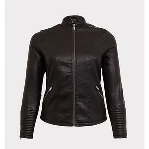 Torrid Black Faux Leather Moto Jacket Size 4
